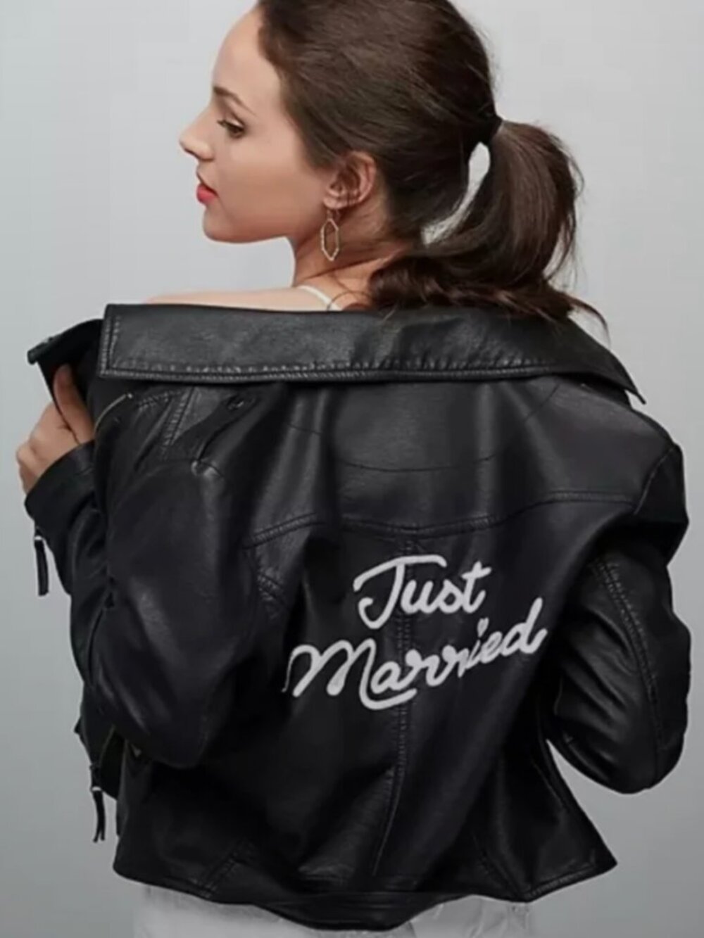 David's Bridal Black 'Just Married' Jacket - Large